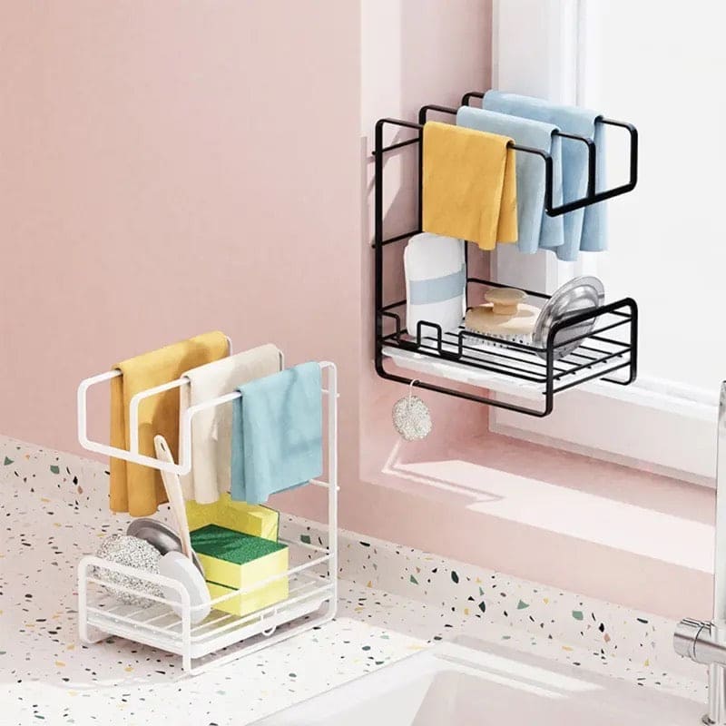 Iron Dishcloth Storage Rack, Creative Fabric Kitchen Rack, Wall Mounted Iron Shelf, Countertop Multifunctional Towel Rack, Wrought Iron Rag Basket, Sink Sponge Drain Rack Iron Dishcloth Storage Rack, Creative Fabric Kitchen Rack, Wall Mounted Iron Shelf, Countertop Multifunctional Towel Rack, Wrought Iron Rag Basket, Sink Sponge Drain Rack